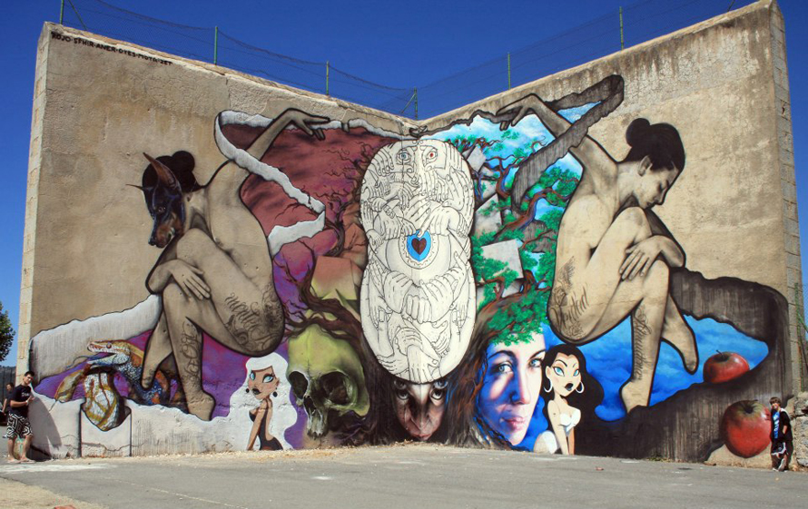 Mural colectivo  en Fuentes de Bejar